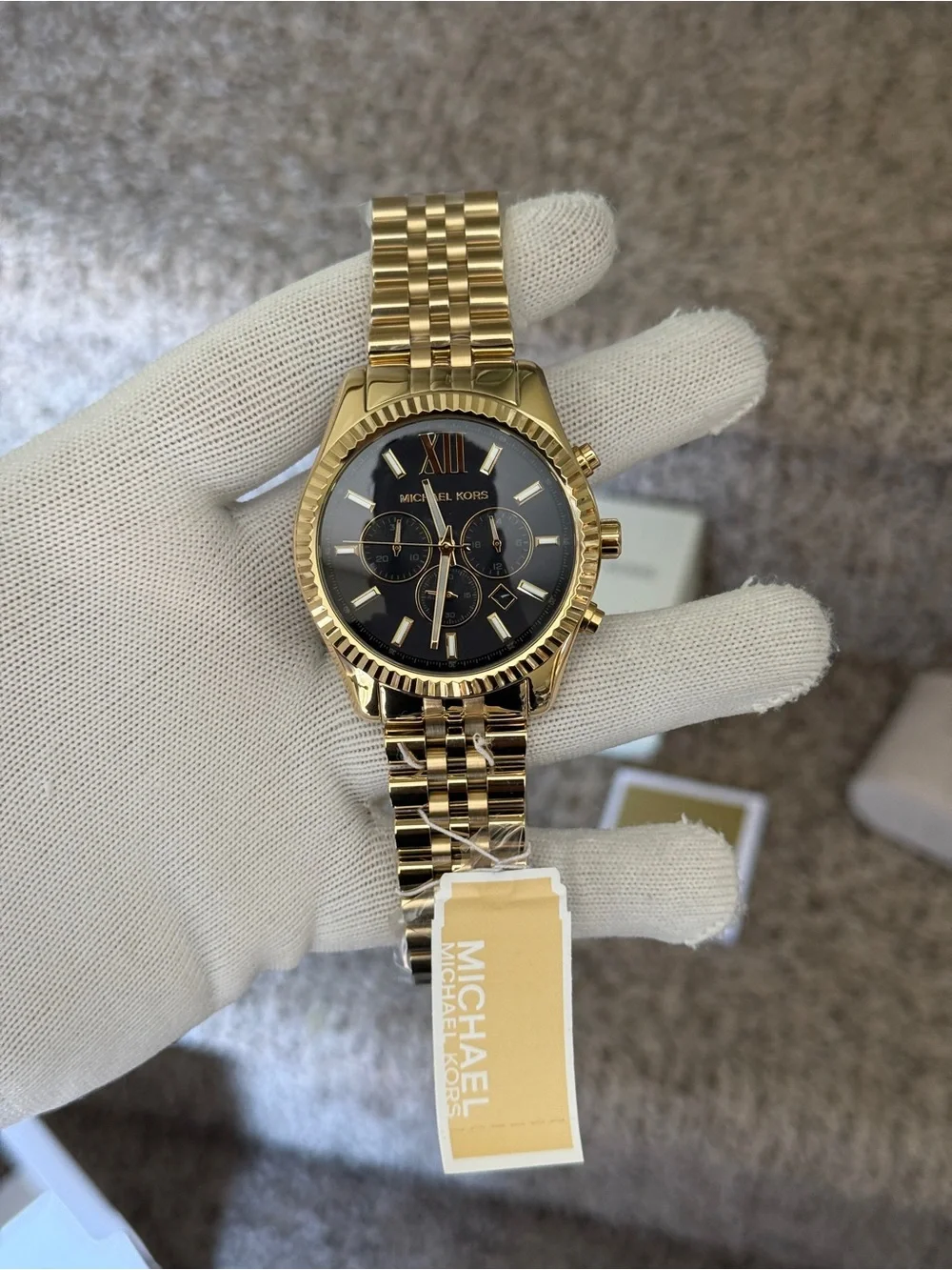 Michael Kors Men's Gold Tone Black Dial Chronograph Watch